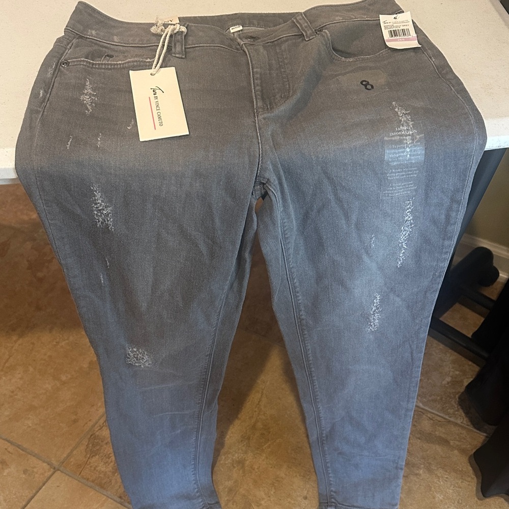 Vince Camuto Light Gray Distressed Skinny Jeans